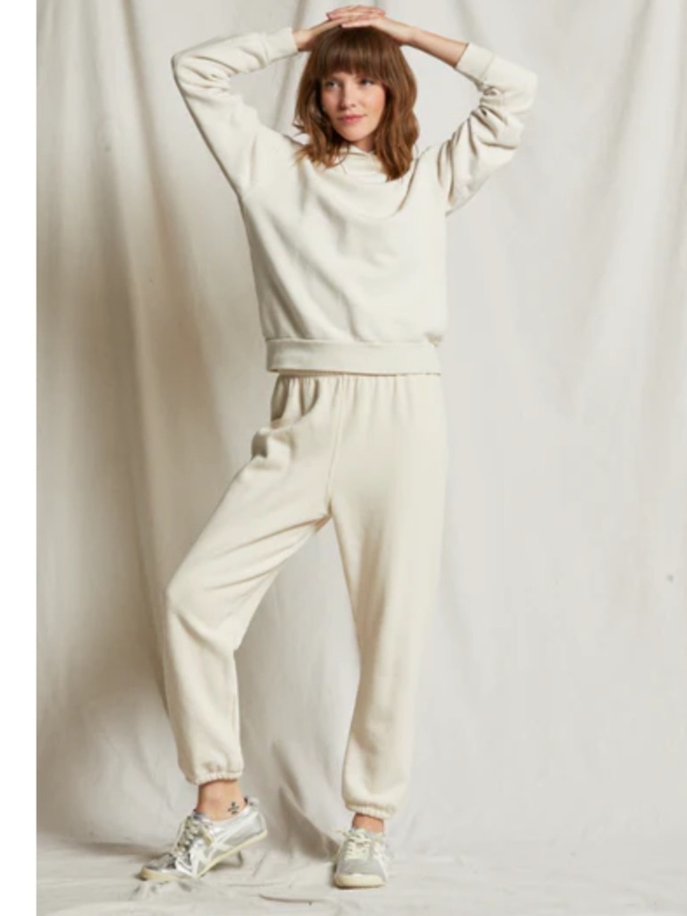 NWT PerfectWhiteTee Stevie Fleece Easy Sweatpant 100% Cotton Size M Sugar